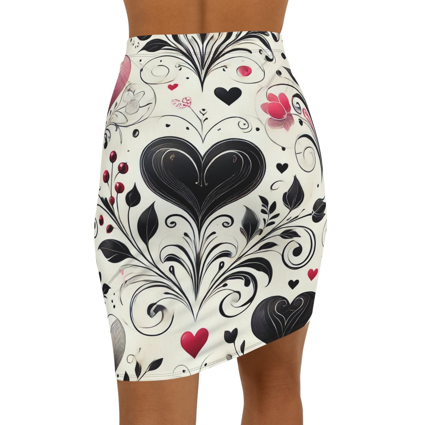 Valentine’s Day Women's Mid-Waist Pencil Skirt (AOP)