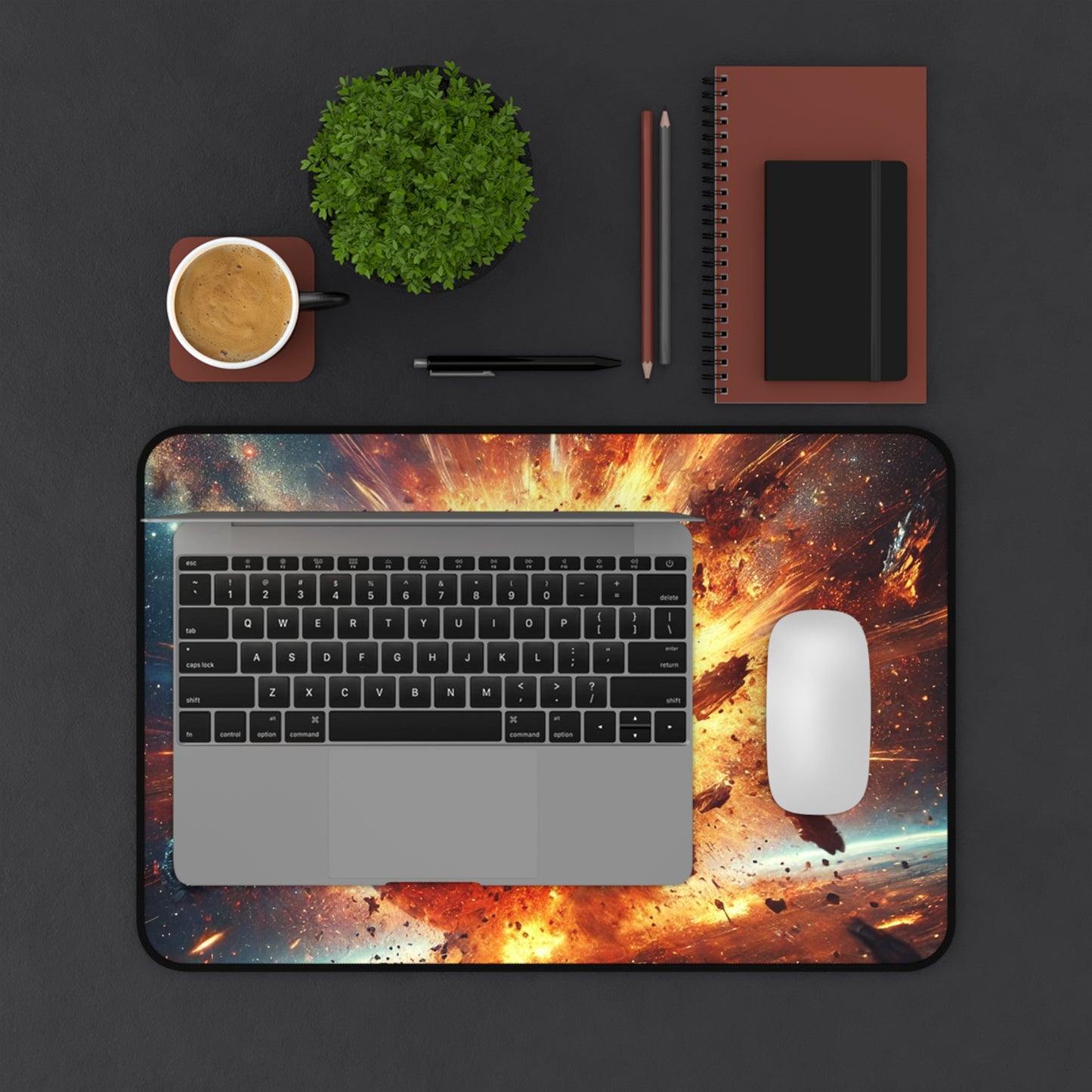 Exploding planet Desk Mat