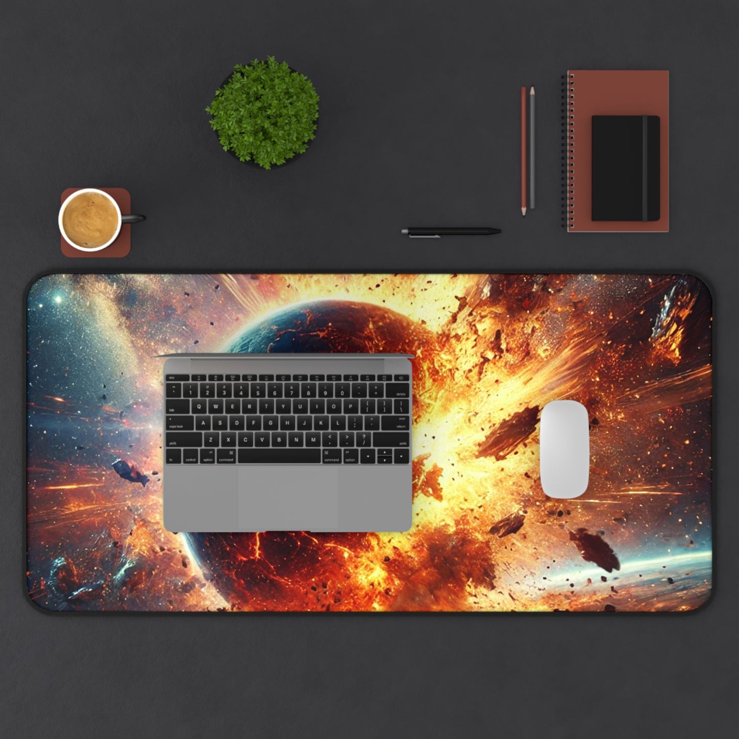 Exploding planet Desk Mat
