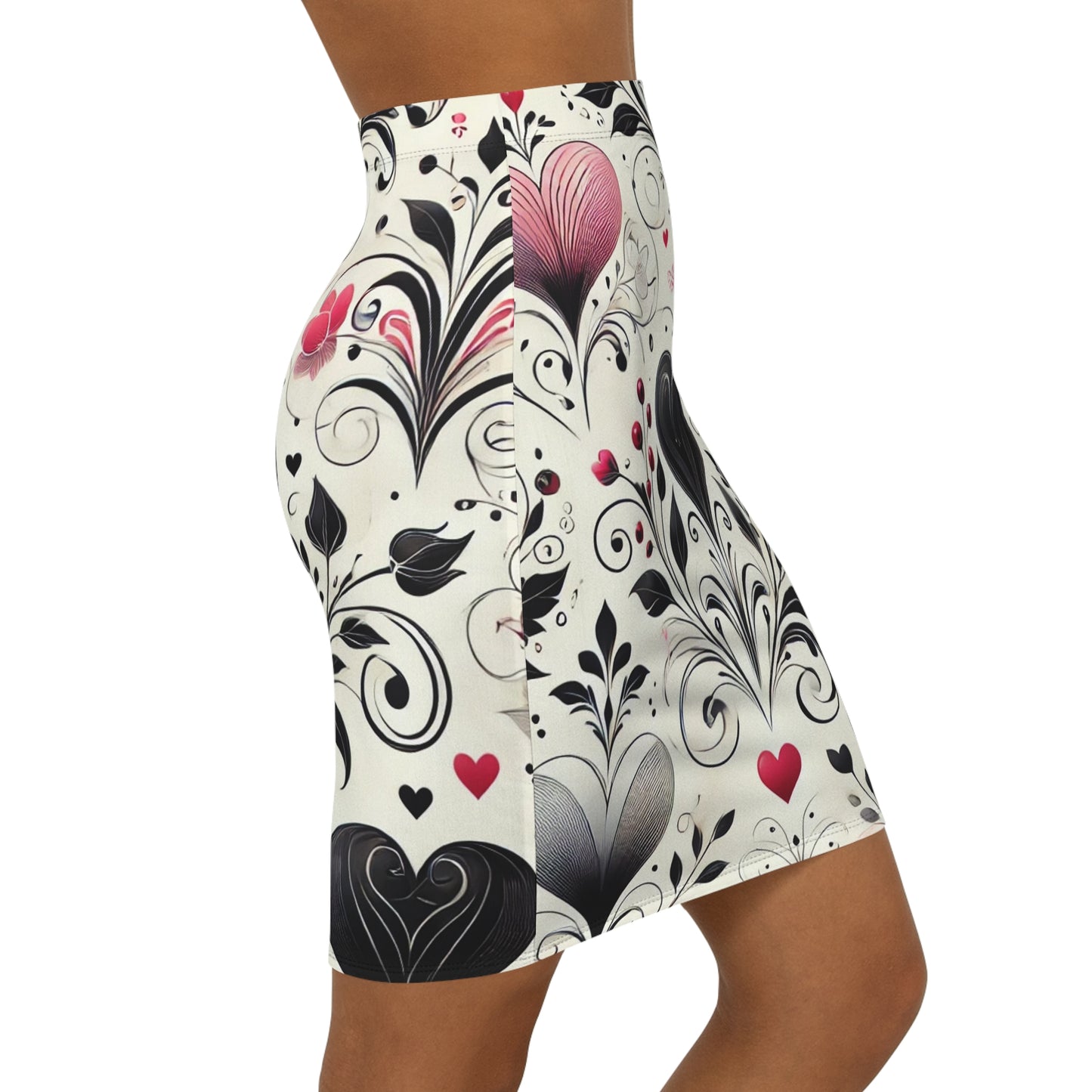 Valentine’s Day Women's Mid-Waist Pencil Skirt (AOP)