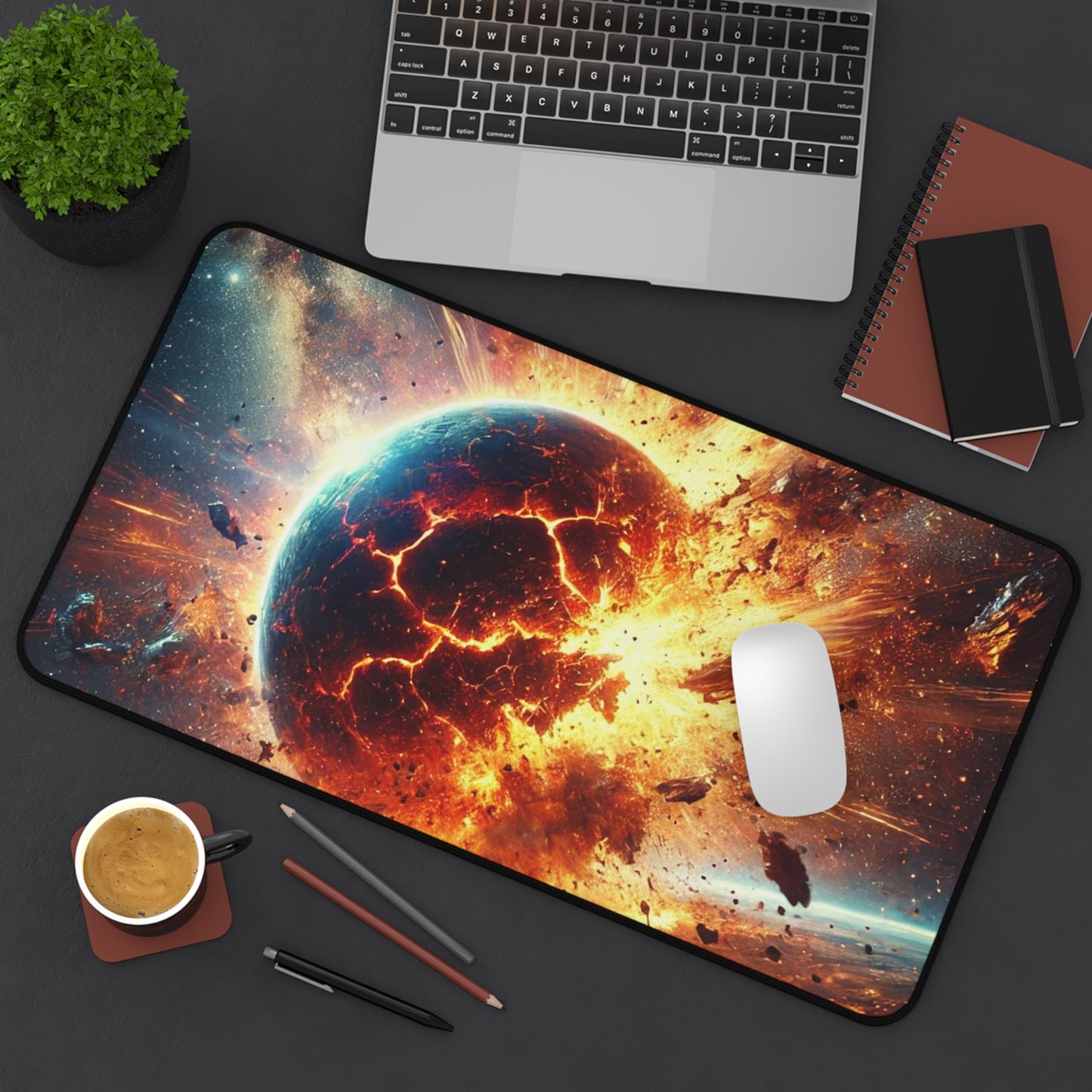 Exploding planet Desk Mat