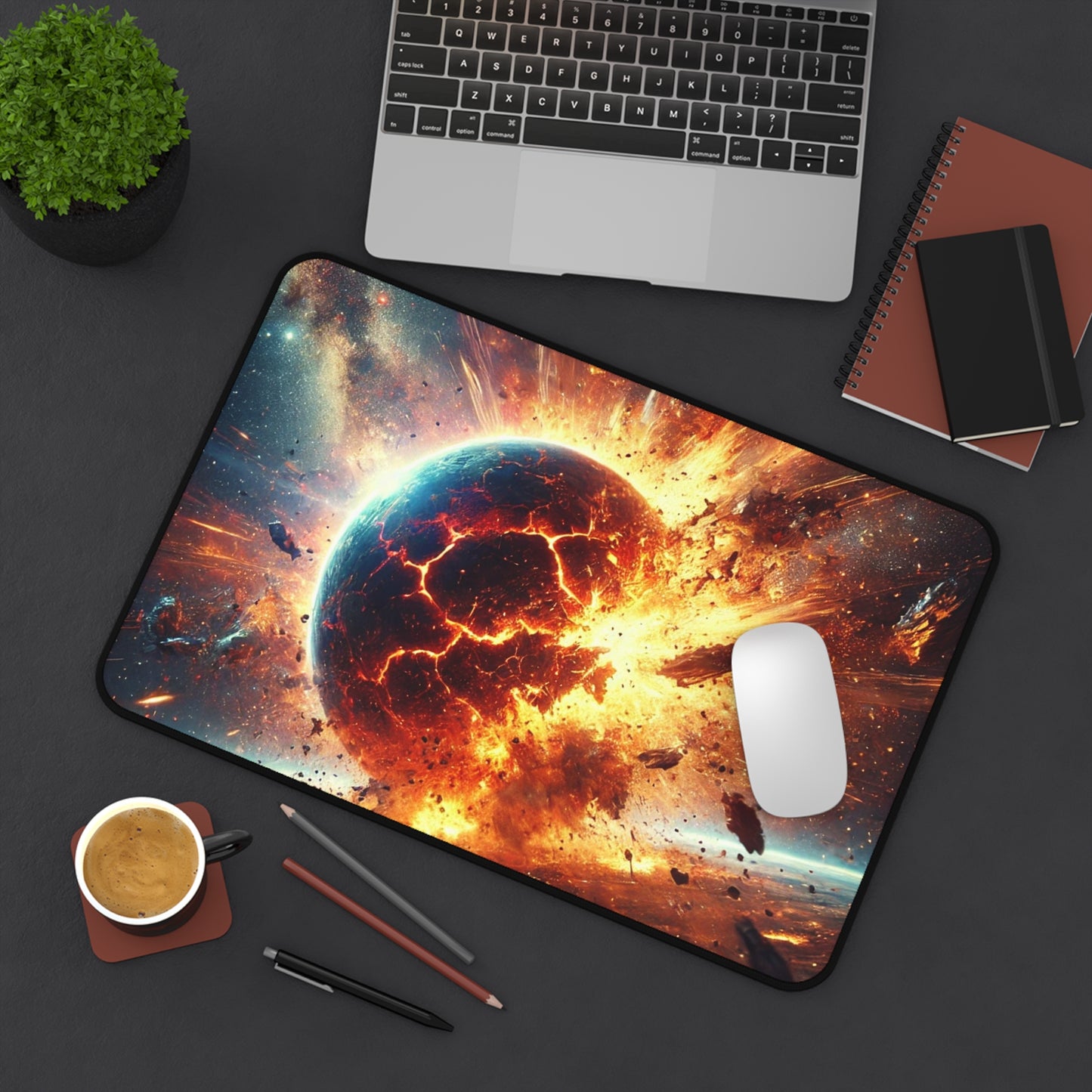 Exploding planet Desk Mat