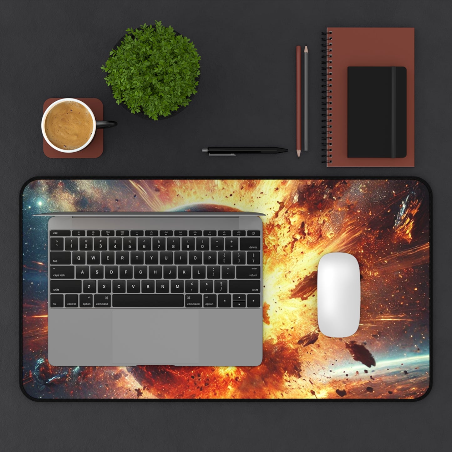 Exploding planet Desk Mat