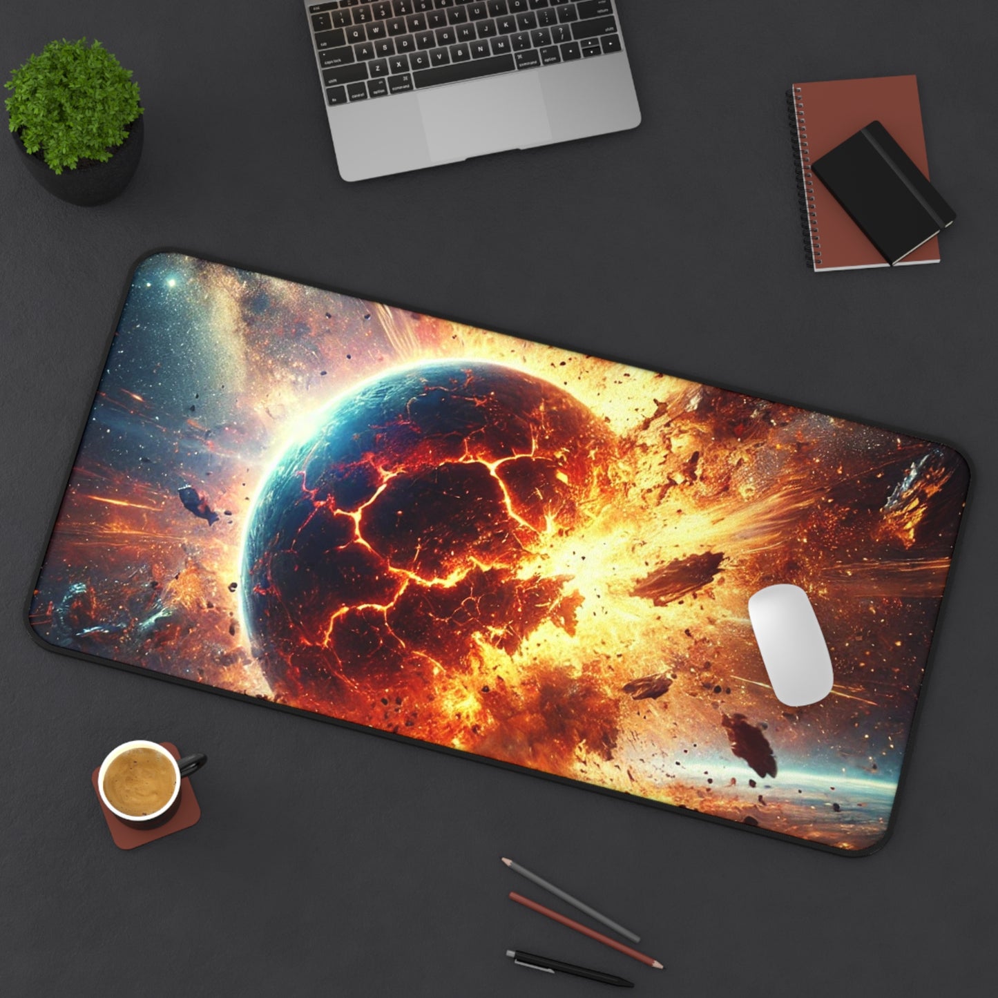 Exploding planet Desk Mat